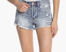 Blank NYC Distressed Cut Off Jean Shorts Raw Hem Denim High Rise Size 26 New Tag