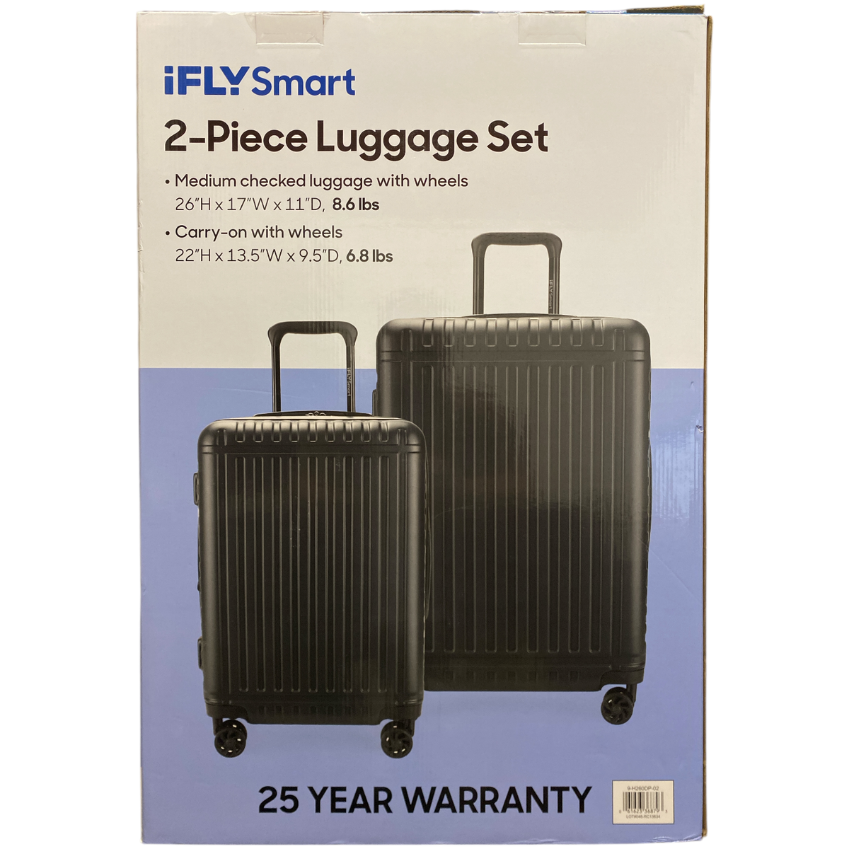 iFLY Smart Departure Hardside 2-Piece Luggage Set, Charcoal