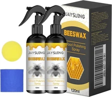 2 Boxes JaySuing Beeswax Wood Polishing Spray 120ml with Polish Cloth and Sponge