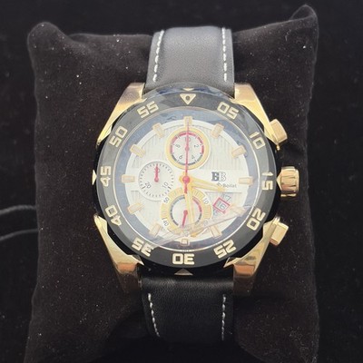 Buech & Boilat Men s Torrent Chronograph W/ Black Leather Band #15053 - NOS