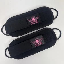 Gym Reapers Ankle Straps (Pair) For Cable Machine Adjustable One Size Pink Black
