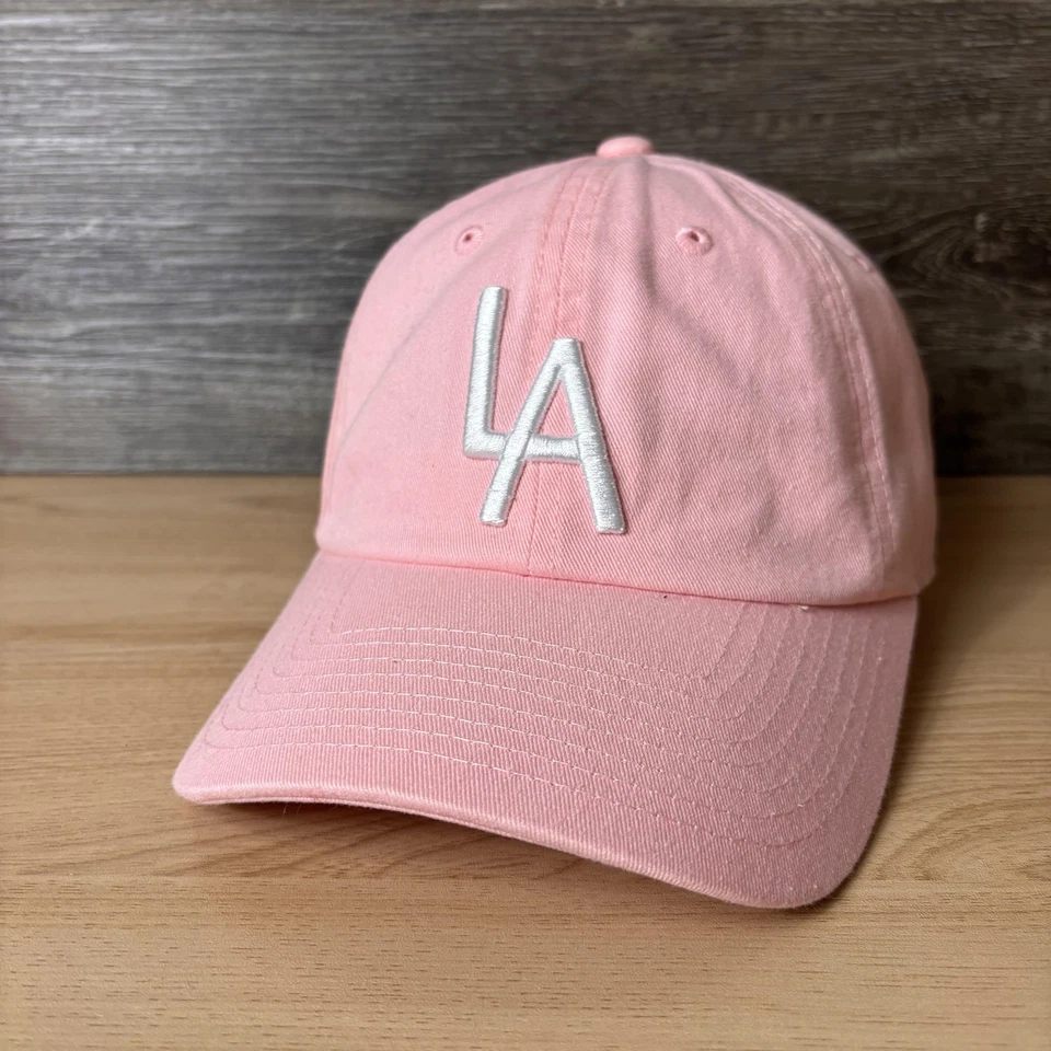 Los Angeles Dodgers Hat Cap Strap Back Pink White MLB Baseball Dad Hat - Image 3 of 4