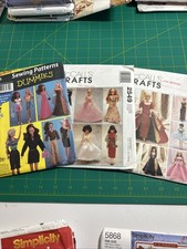 Mccall's Simplicity Lot of 3 doll clothing sewing patterns for Barbie and other