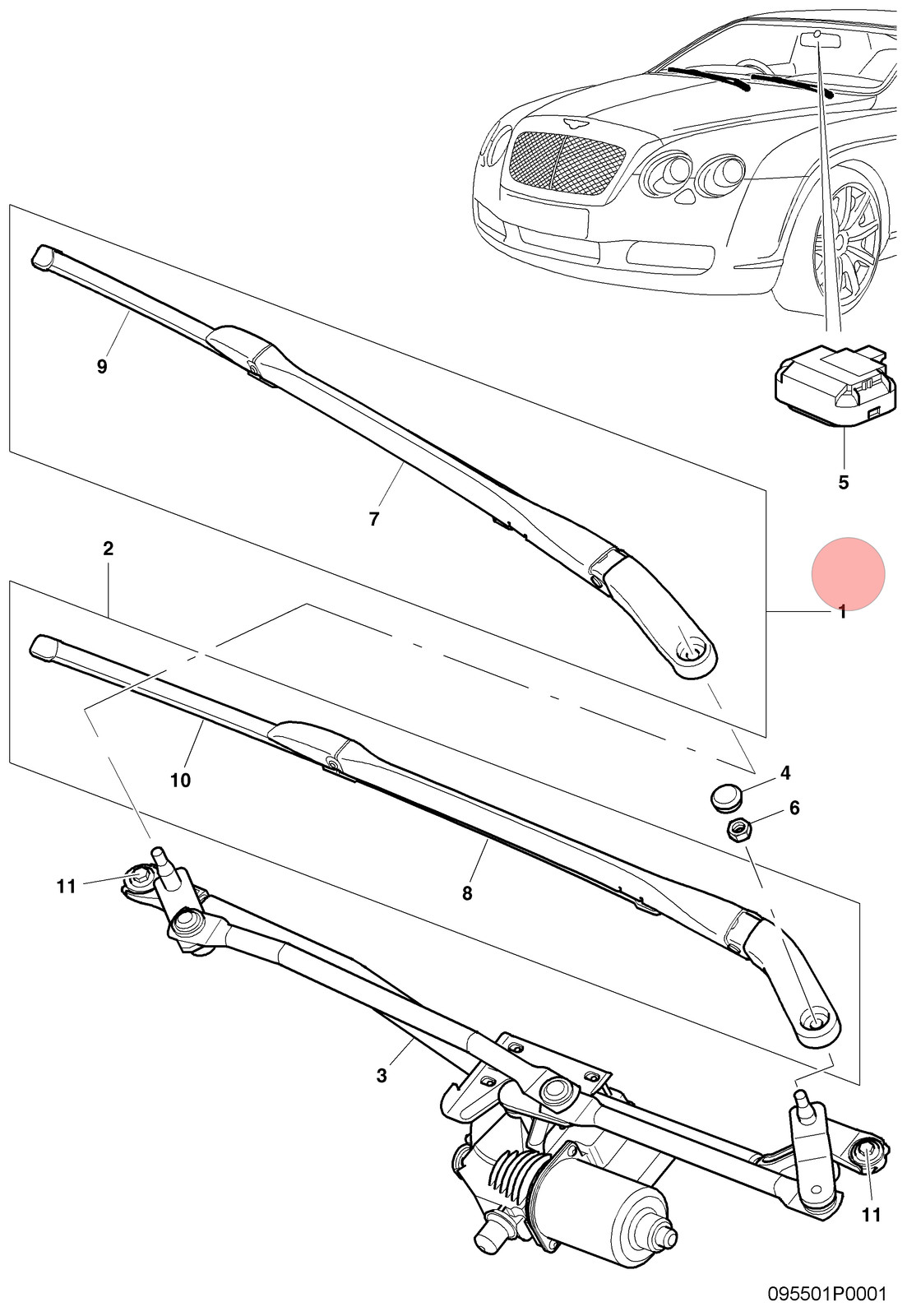 07-11 BENTLEY CONTINENTAL GTC LEFT RIGHT WINDSHIELD WASHER WIPER ARM SET OEM