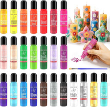 Candle Wax Pen 26 Colors Set - 3D Candle Paint with Glitter Gold Silver, Smooth