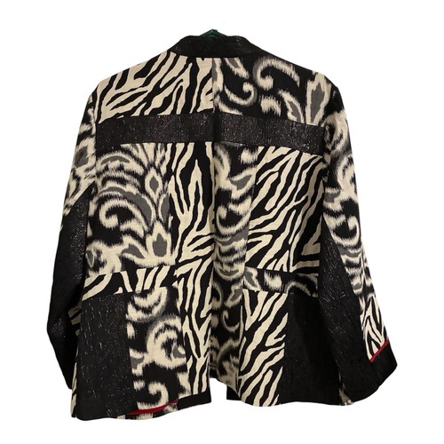 Chico’s Blazer Jacket Size 3 (XL) Animal Print Patchwork Black White Red Lined - Picture 2 of 10