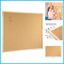 Multi-Functional 24'' x 36'' Cork Board with Solid Oak Frame - Perfect for Homes