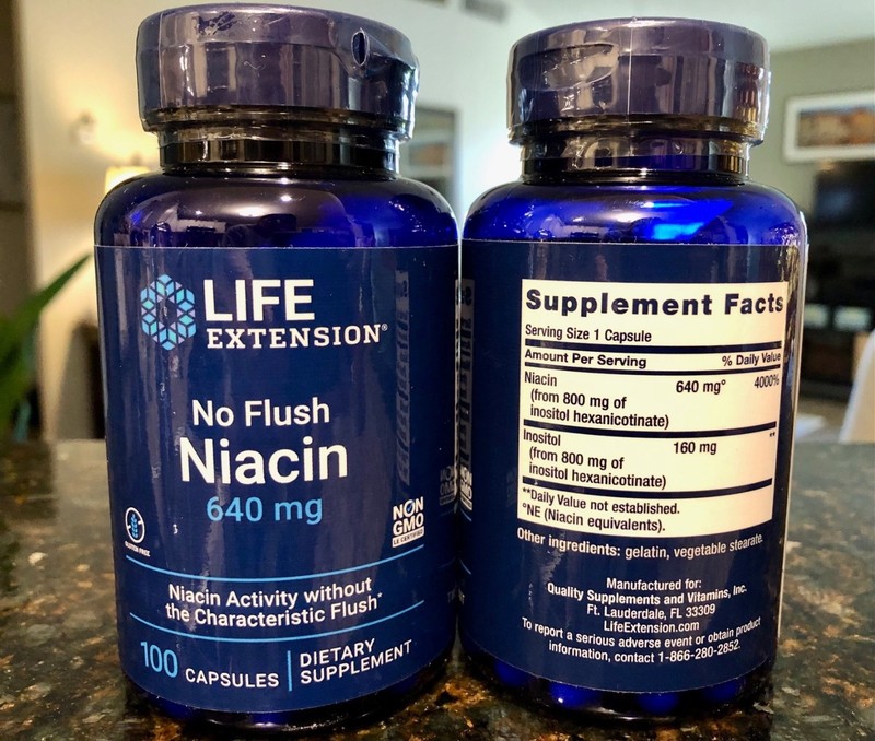 Lot of 2 ~ No Flush Niacin 640mg Life Extension 100 Caps Flush Free Inositol