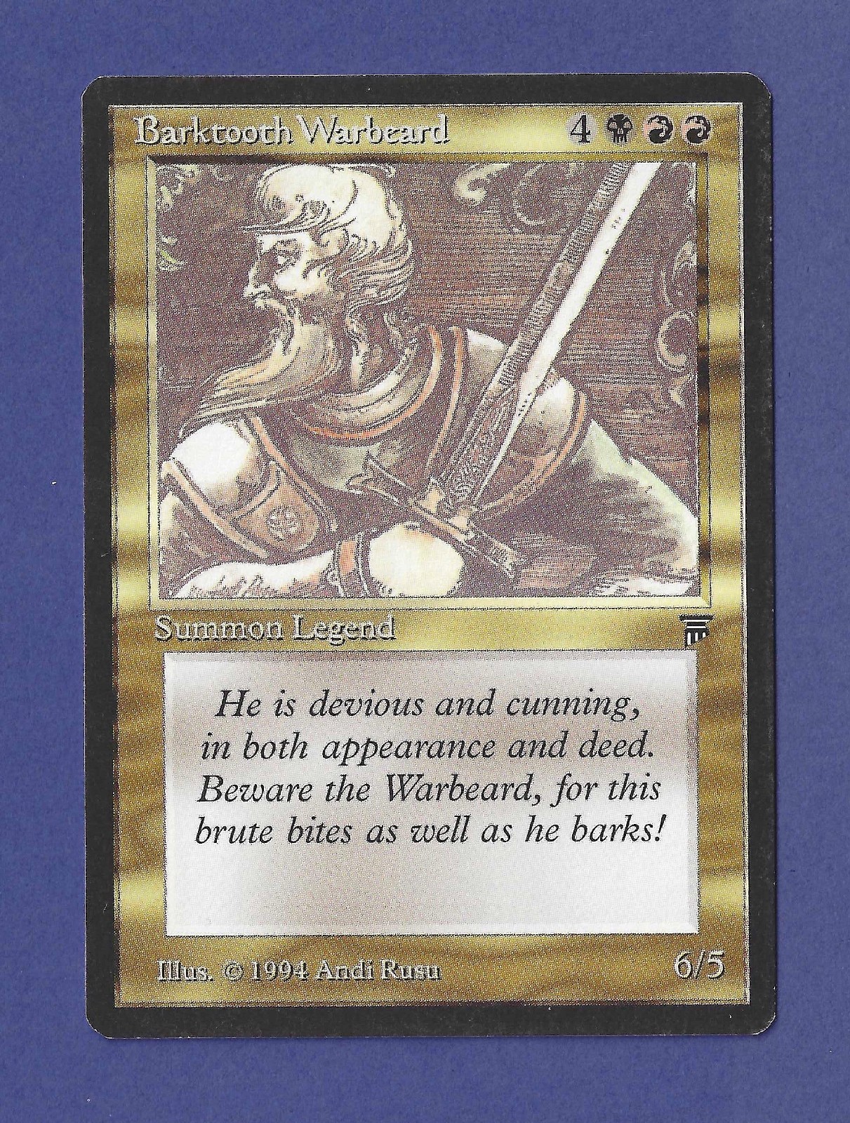 1994 Magic the Gathering - Barktooth Warbeard - Summon Legend - Legends MTG
