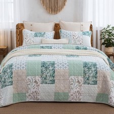 DAUAOTO 100 Cotton Quilt Set Queen Size, Farmhouse Printed Bed Coverlet