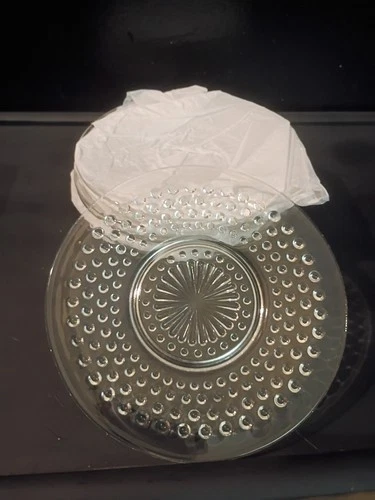 Hobnail Clear Anchor Hocking Depression Set Of 8 6 1/8” Salad Bread Plate