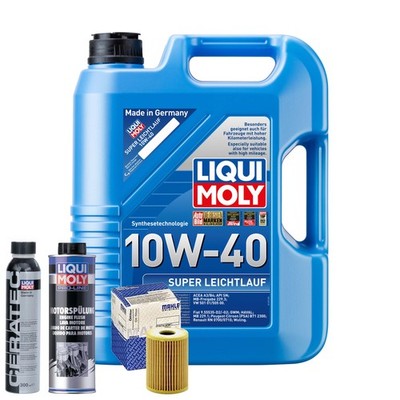 Motoröl 10W40 LIQUI MOLY Super Leichtlauf 5L+MAHLE Ölfilter +Spülung +Cera Tec