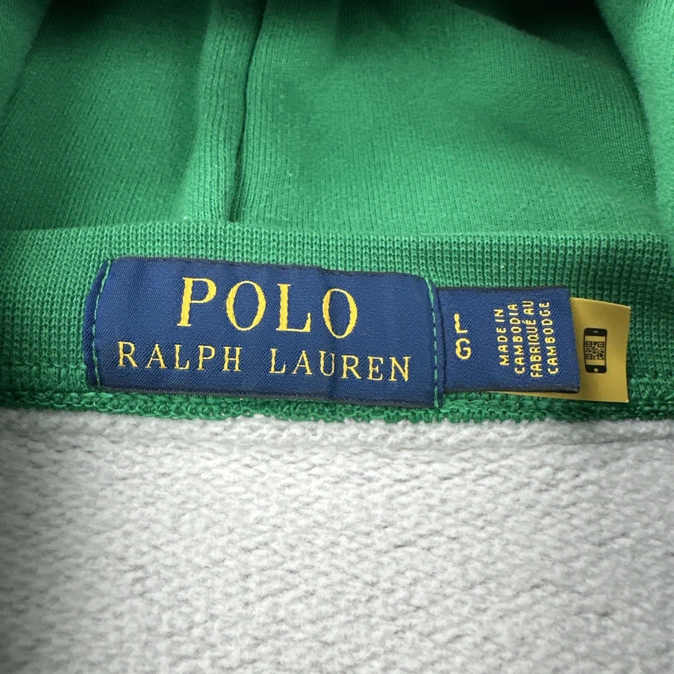 Polo Ralph Lauren Fleece Inspire Big Pony Sudadera con Capucha Hombres Grande Gris Verde Bordado Foto 2 de 4