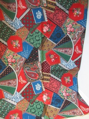 CRANSTON  Cheater Quilt Victorian Crazy Quilt  Cotton Fabric   SZ  1Y20'' X 44''