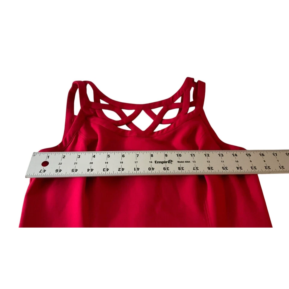 Vestido rojo White House Black Market para mujer 4 corte ajustado y acampanado escote línea A Foto 4 de 4