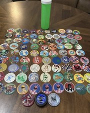 Vintage 90s POG Lot 75 w/ Slammers, Power Rangers, Disney, Nickelodeon Tube