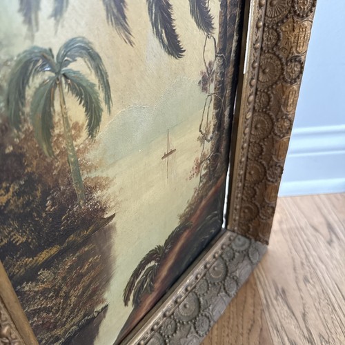 Pintura de palmera de arte tropical sin firmar en marco de madera 17 x 10 - Imagen 14 de 24