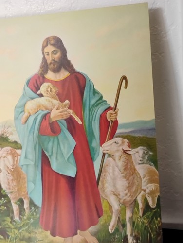 Jesus "The Good Shepard" Vintage Lithograph # 2304 Christianity 16'' x 20" 1943 - Picture 4 of 15