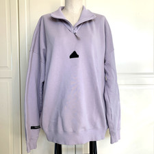 Adidas Lavender Zip Collared Pullover Sweatshirt Logo Women's XL