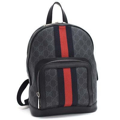 GUCCI GG Supreme Sherry Line Backpack 598102 Black PVC T00R