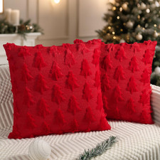 Christmas Pillow Covers 18 X 18 Inch Set of 2 Red Christmas Tree Pillow Cases So