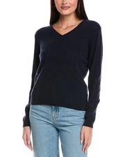 Brodie Cashmere Classic V-Neck Cashmere Sweater Women's Blue M