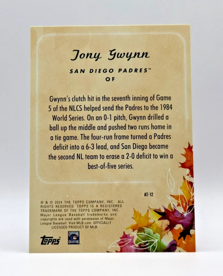 2024 Topps Update Series - Autumn Tales #AT-12 Tony Gwynn - Image 2 of 2