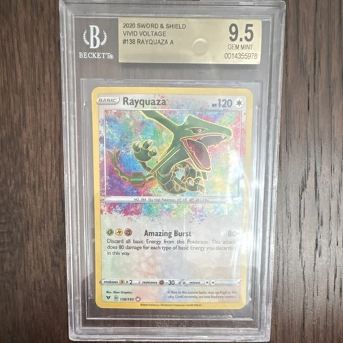 Pokémon Rayquaza Amazing Rare Vivid Voltage 138/185 Holo Beckett 9.5