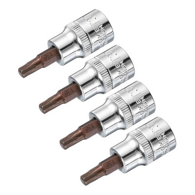3/8-Inch Drive Bit Socket Torx T30 S2 Steel 48mm Length 4 Pcs