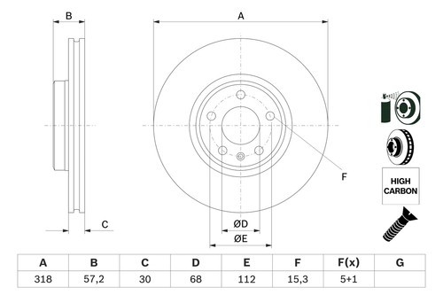 2x BRAKE DISC 0 986 479 E49 FOR AUDI A7/Sportback Q5/Van A6/C8/Allroad A4/B9 - Picture 2 of 8