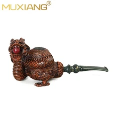 MUXIANG Handmade Dragon Pipe Rusticated Briar Tobacco Pipe Wooden Carved Pipe