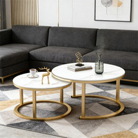 Nesting Coffee Tables Set of 2 Round Stacking Sofa Side Tables for Living Room