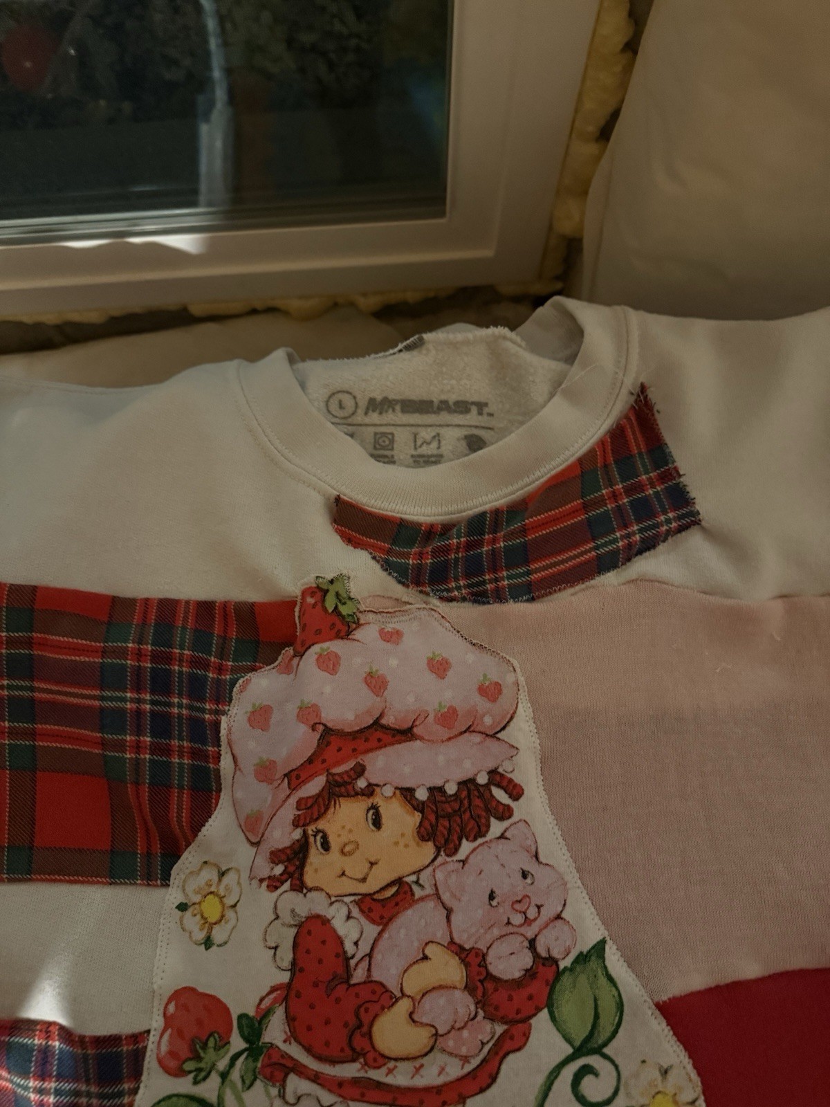 Patchwork Upcycle Reworked Oversize Strawberry Sh… - image 6
