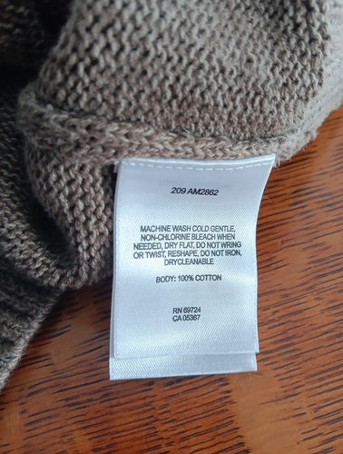 Columbia Sweater Men's Medium Tight Knit 100% Cotton Pullover Logo Brown 1/4 Zip - Picture 13 of 14