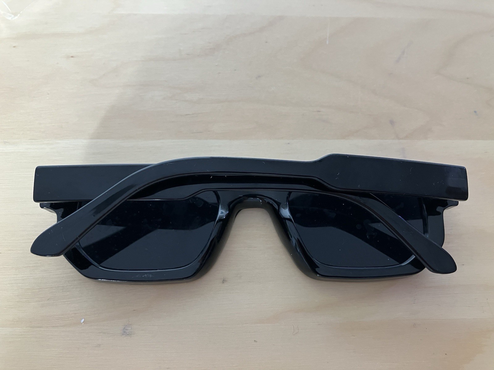 Chunky Black Rectangular Sunglasses - Thick Frame… - image 2