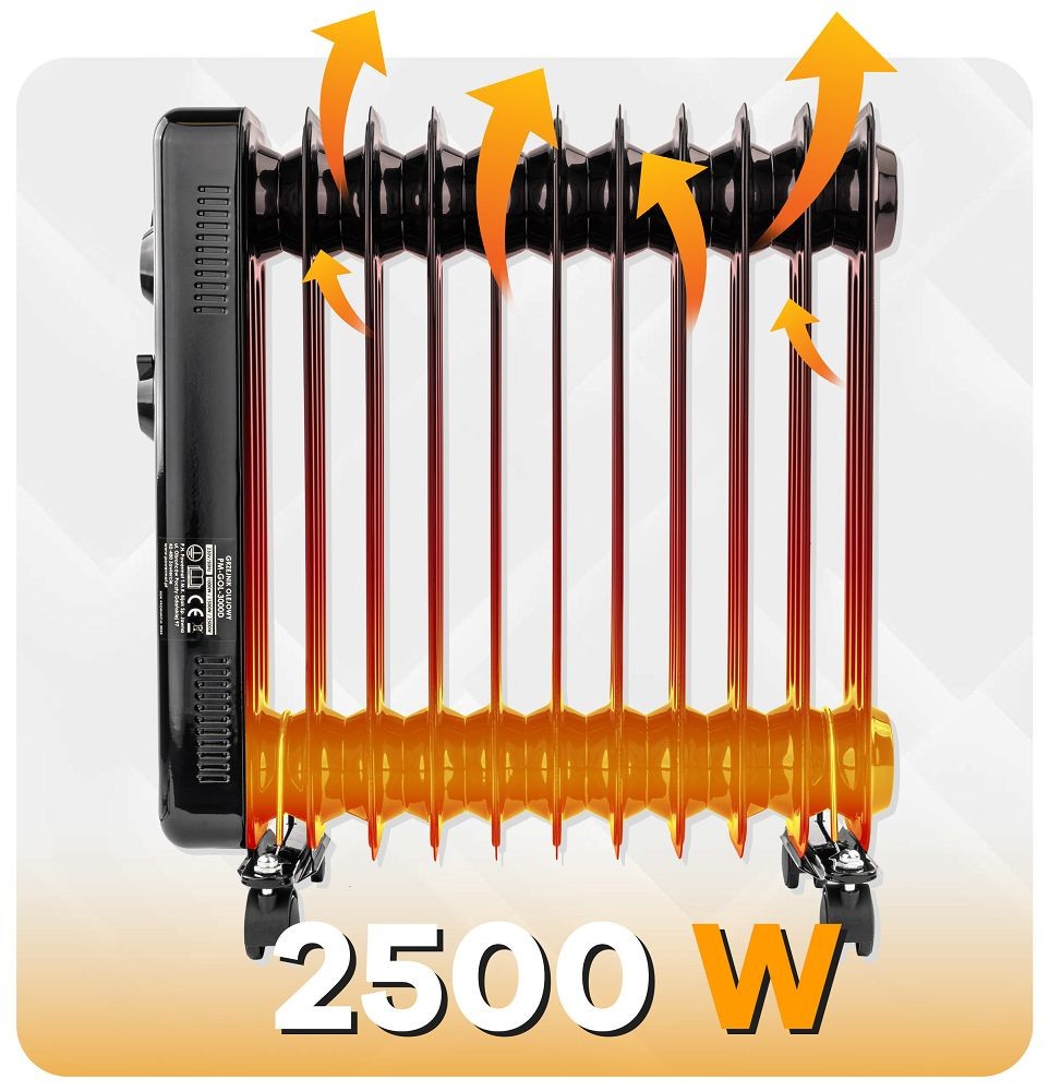 Radiateur bain d'huile Powermat 2500W avec sécurité anti-surchauffe
