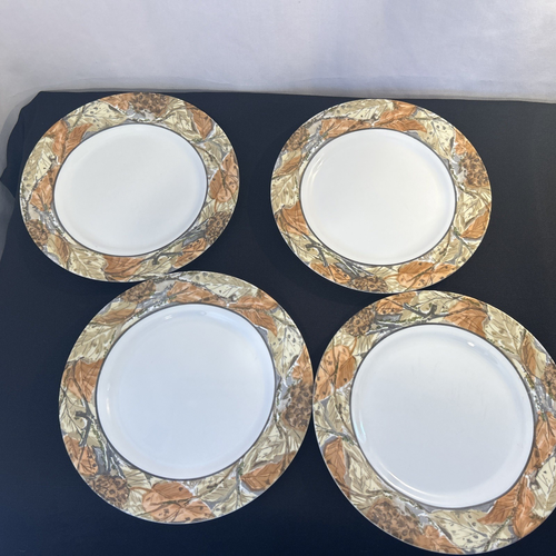 4 Corelle Woodland Leaves Plates Dinner Camo Brown Beige White 10.5" - Picture 6 of 8
