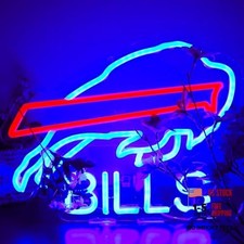 Buffalo Football Neon Signs Led Sign for Wall Decor Rugby Team Light Up Blue