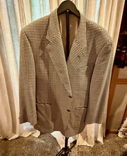 Paolo Gucci Blue/Beige Check Tweed Suit Jacket 40.5 Chest Single-Breasted 2B VTG