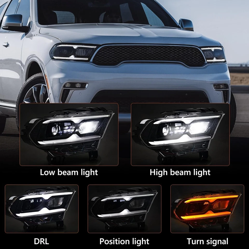  Full LED Headlight Assembly Compatible with Dodge Durango Right(Passenger) - Изображение 3 из 4