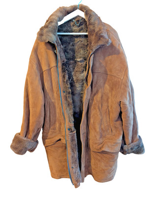 Shearling Echtleder Mantel Damen XL- Vintage -Hergestellt in Italien