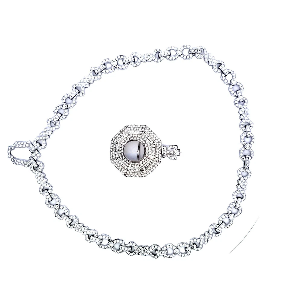 Collar colgante de platino de diamantes I VS1 redondo y corte princesa de 24,18 quilates Foto 2 de 4