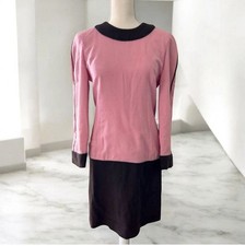 CAROLINA HERRERA Womens Vintage 100% Wool Colorblock Dress Size XS