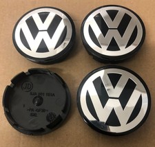  4x VW Volkswagen 55mm Alloy Wheel Centre Cap Golf Passat Polo 6N0601171 Black 