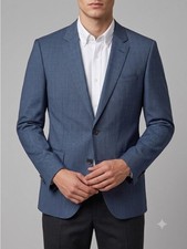 Hugo Boss Light blue and Gray Micro-Check Blazer.