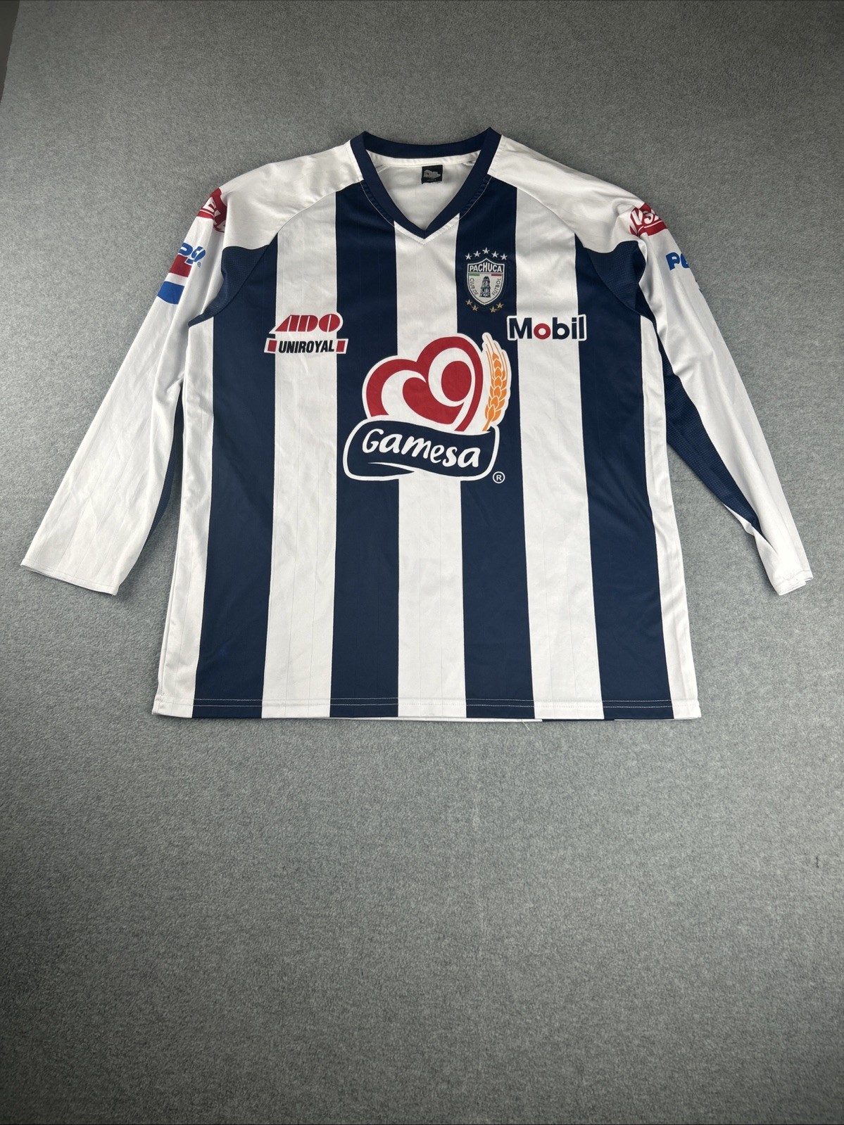 Pachuca Jersey Shirt Mens Longsleve Blue White Liga Soccer Gamesa Patch CF Sport