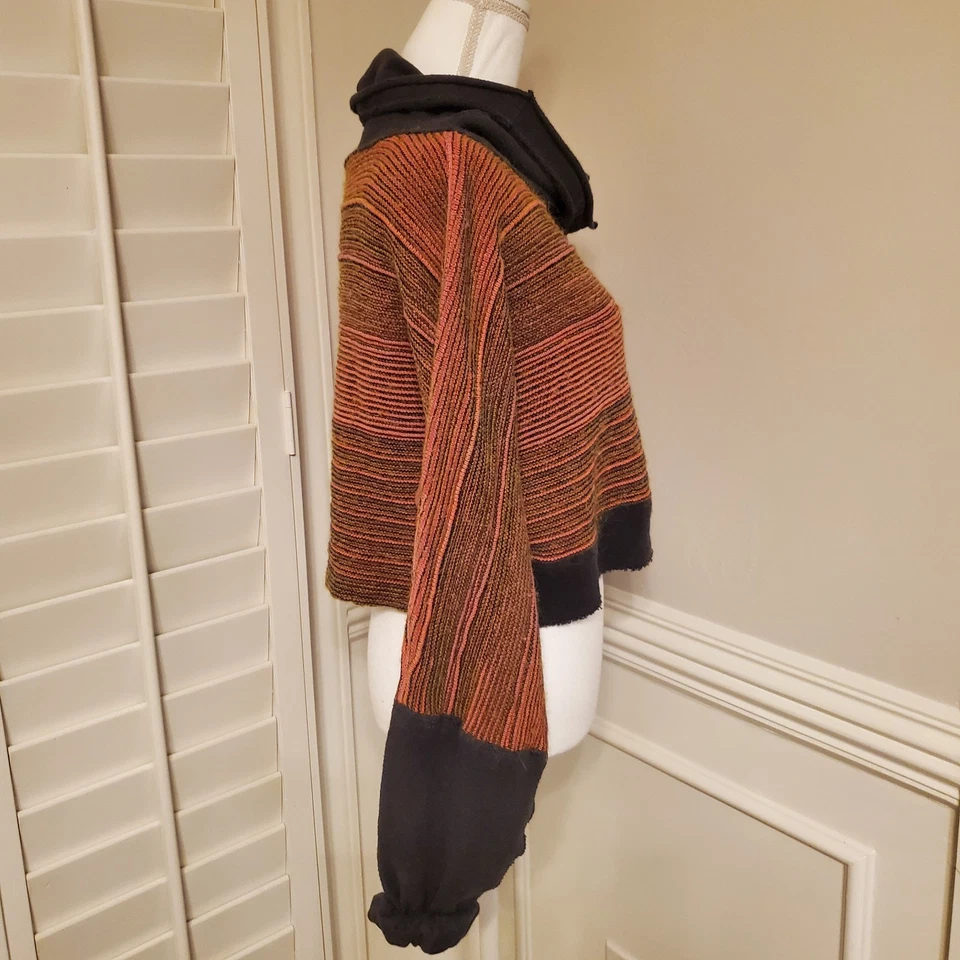 Suéter Free People Catch a Smile Cuello Capucha Talla XS Recortado Rayas Cuadrado Pullover Foto 4 de 4