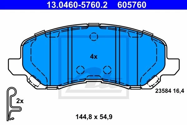 BRAKE PADS SET BRAKING PAD FRONT ATE 130460-57602 FOR LANCIA FLAVIA 2.4 2.4L - Image 2 of 4