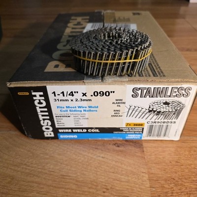 Bostitch C3R90BDSS Coil Siding Nail 1-1/4'' Stainless Steel Pack of 1800