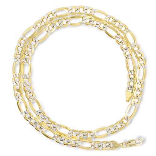 14K Yellow Gold 2-8mm Diamond Cut White Pave Figaro Link Chain Necklace 16"- 30" - Picture 5 of 108